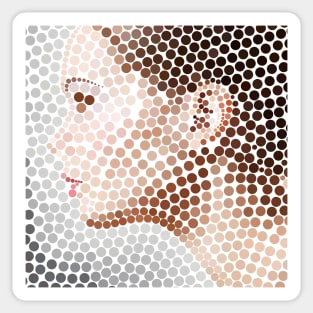 Profile Face Pointillism Dot Artwork Sticker